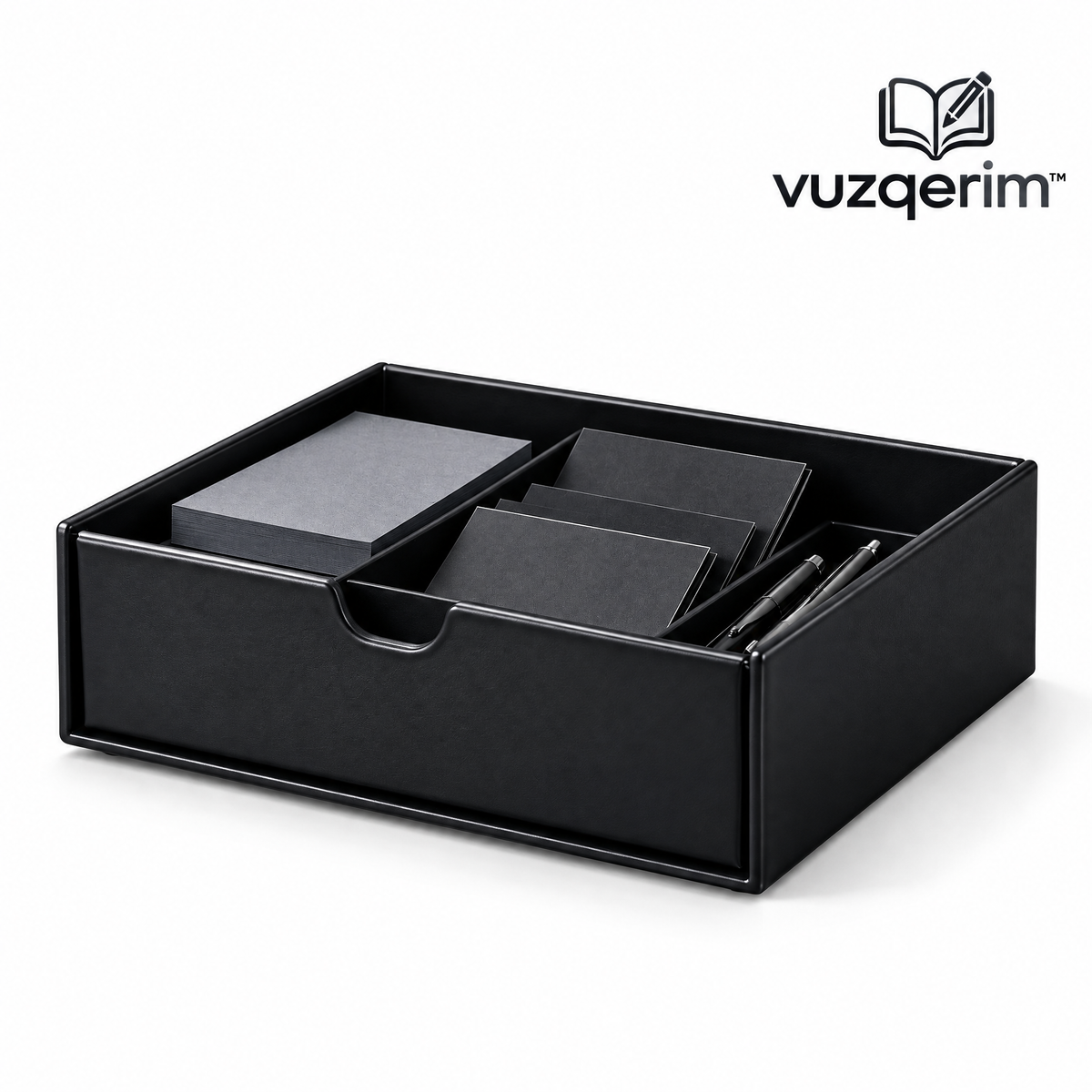 vuzqerim™ Black Compartment Desktop Organizer Tray