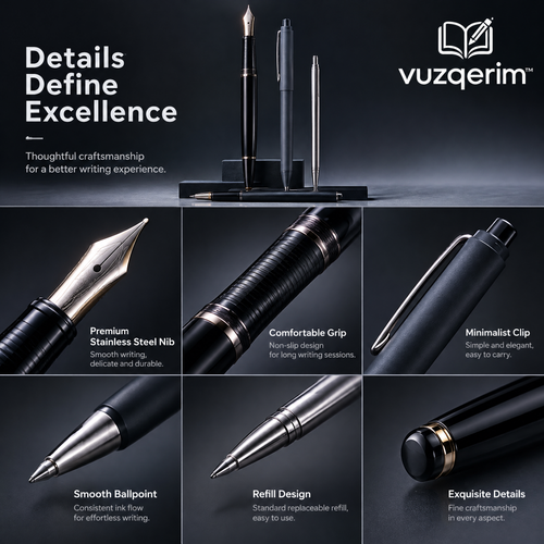 vuzqerim™ Black Fountain Pen & Writing Instrument Set
