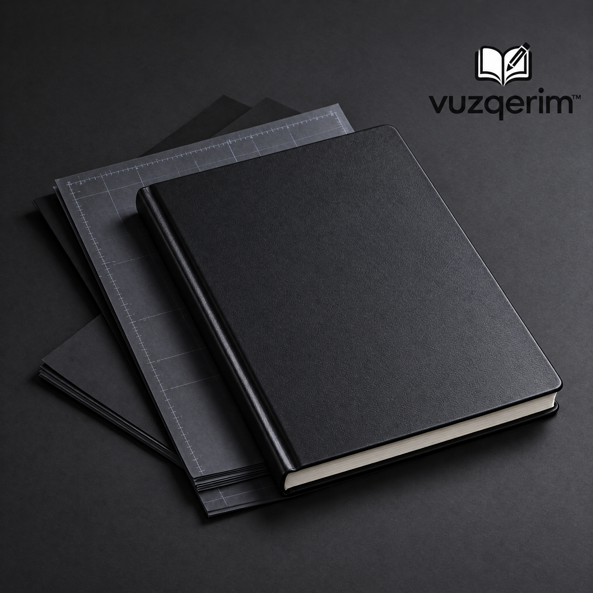 vuzqerim™ Black Hardcover Notebook & Paper Set