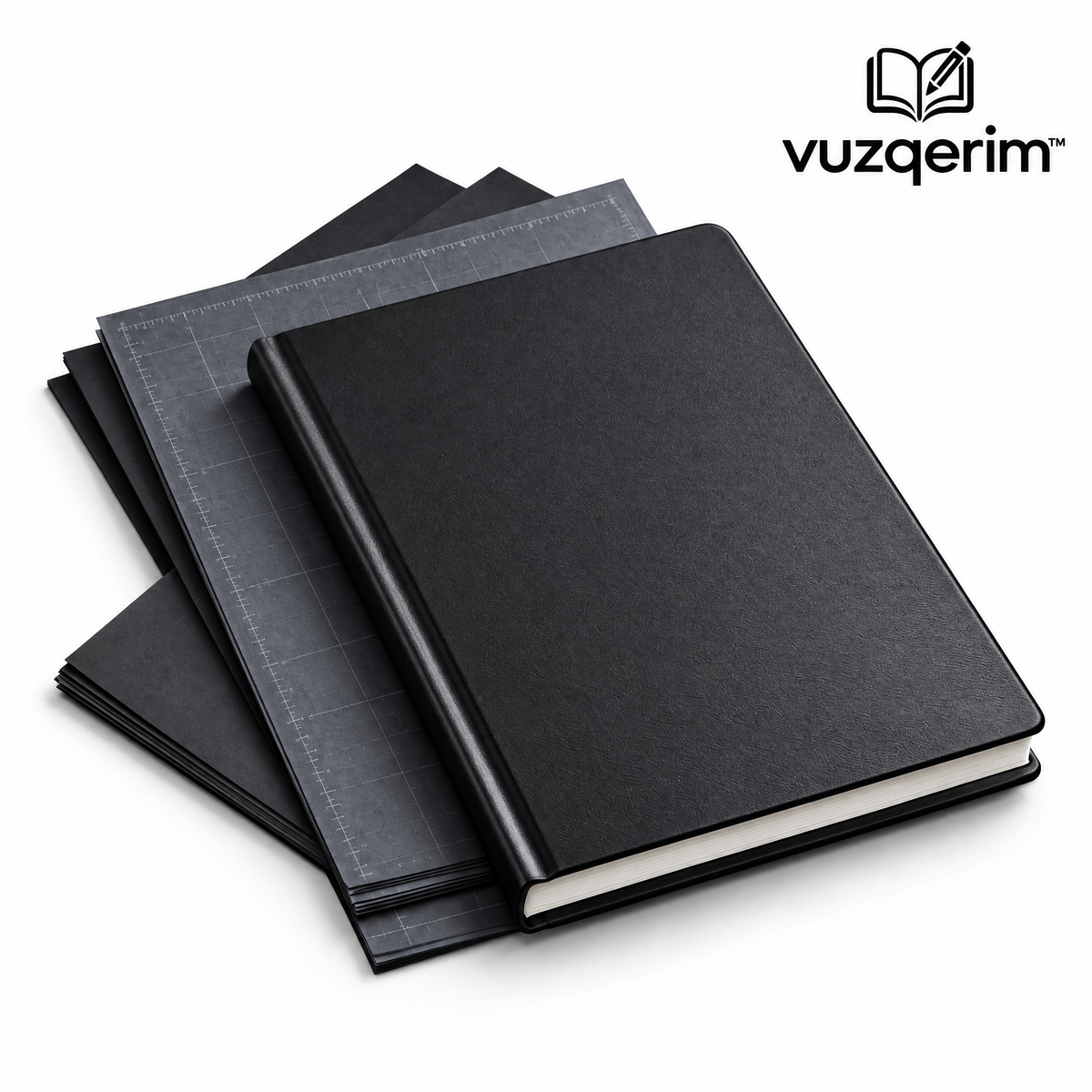 vuzqerim™ Black Hardcover Notebook & Paper Set