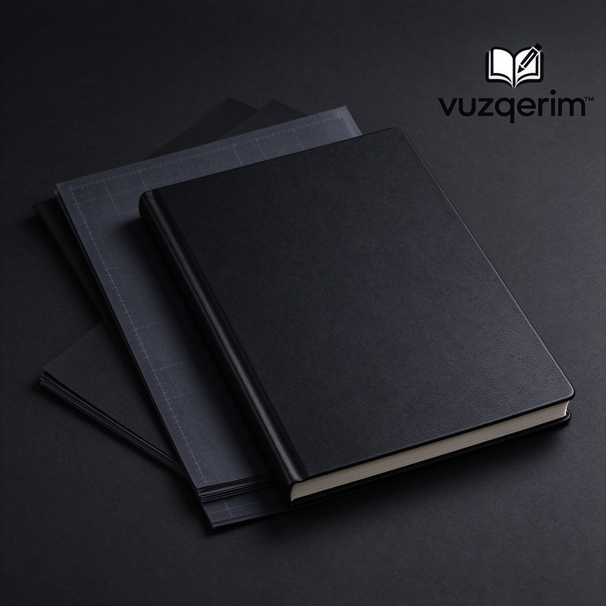 vuzqerim™ Black Hardcover Notebook & Paper Set
