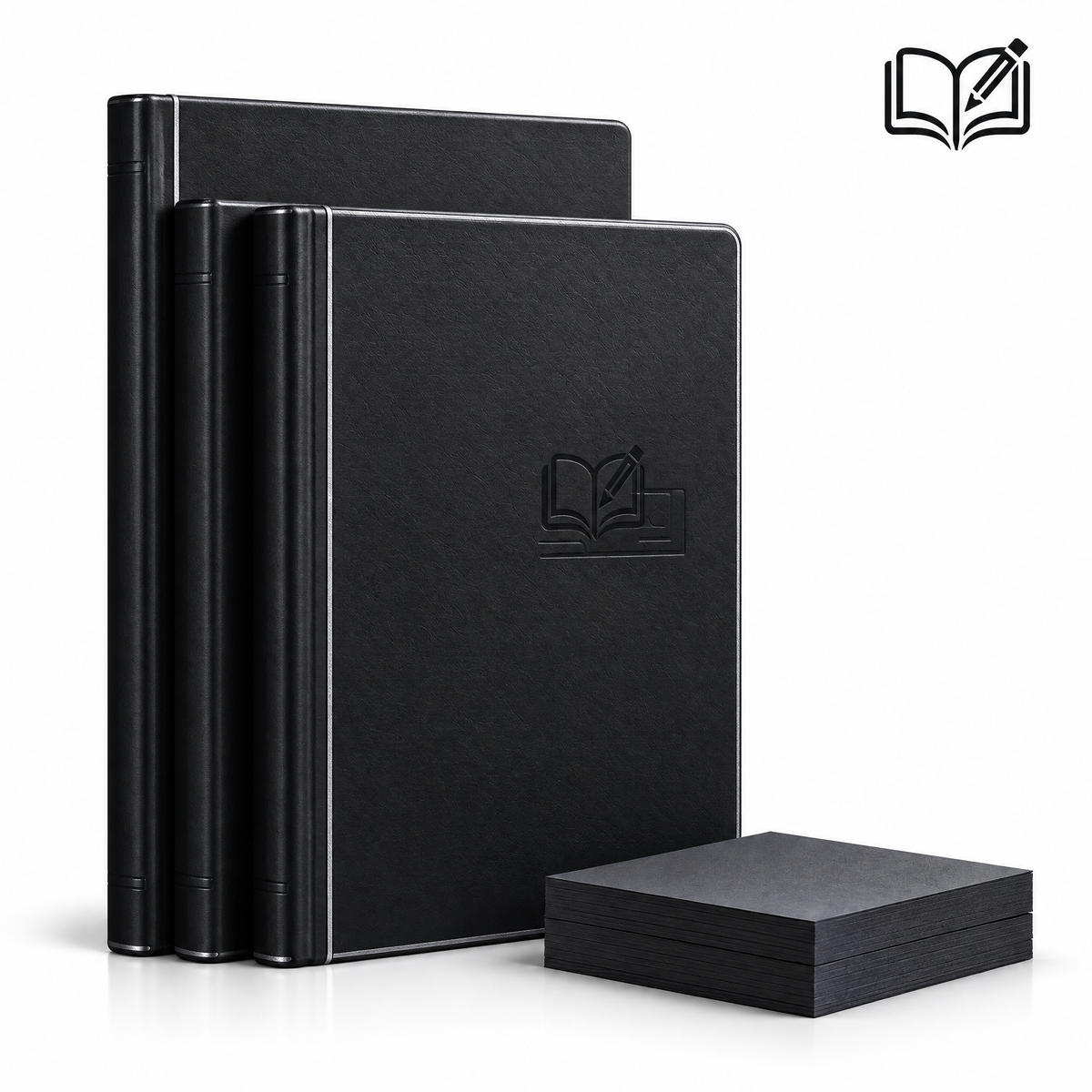 vuzqerim™ Black Notebook Set with Matching Memo Pad