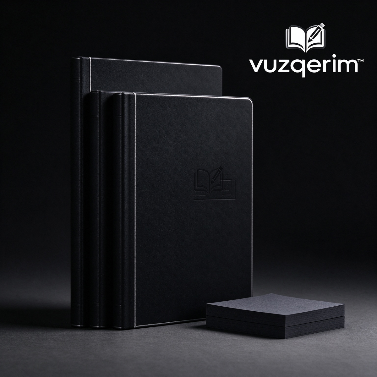 vuzqerim™ Black Notebook Set with Matching Memo Pad